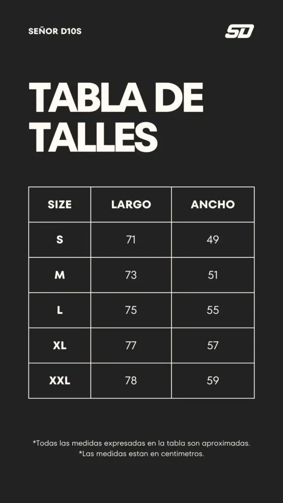 tabla de talles señor d10s